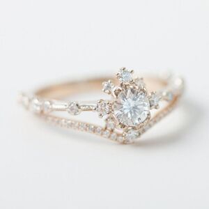 SIZE 7 925 Rose Gold Plated Snowflake Wishbone Ring